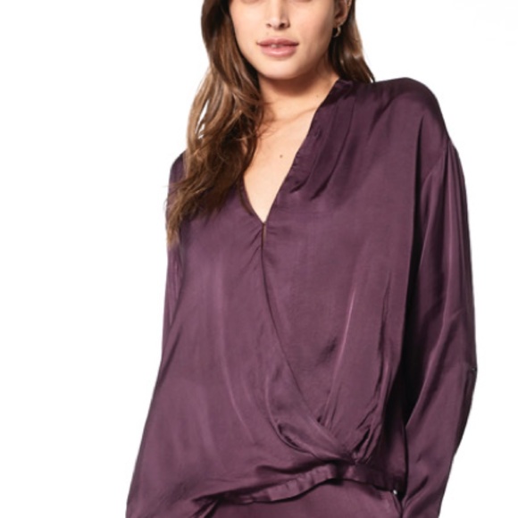 Brand New, Never Been Worn YFB Corrine Satin Blouse in Raisin - Picture 1 of 7